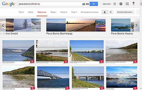 Пример поиска фотографий только на одном сайте при помощи поискового оператора Google в сервисе «Картинки»